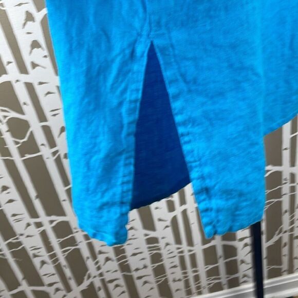 IVY 100% Linen Maxi Skirt Side Split w Pockets Turquoise XL - Picture 7 of 11